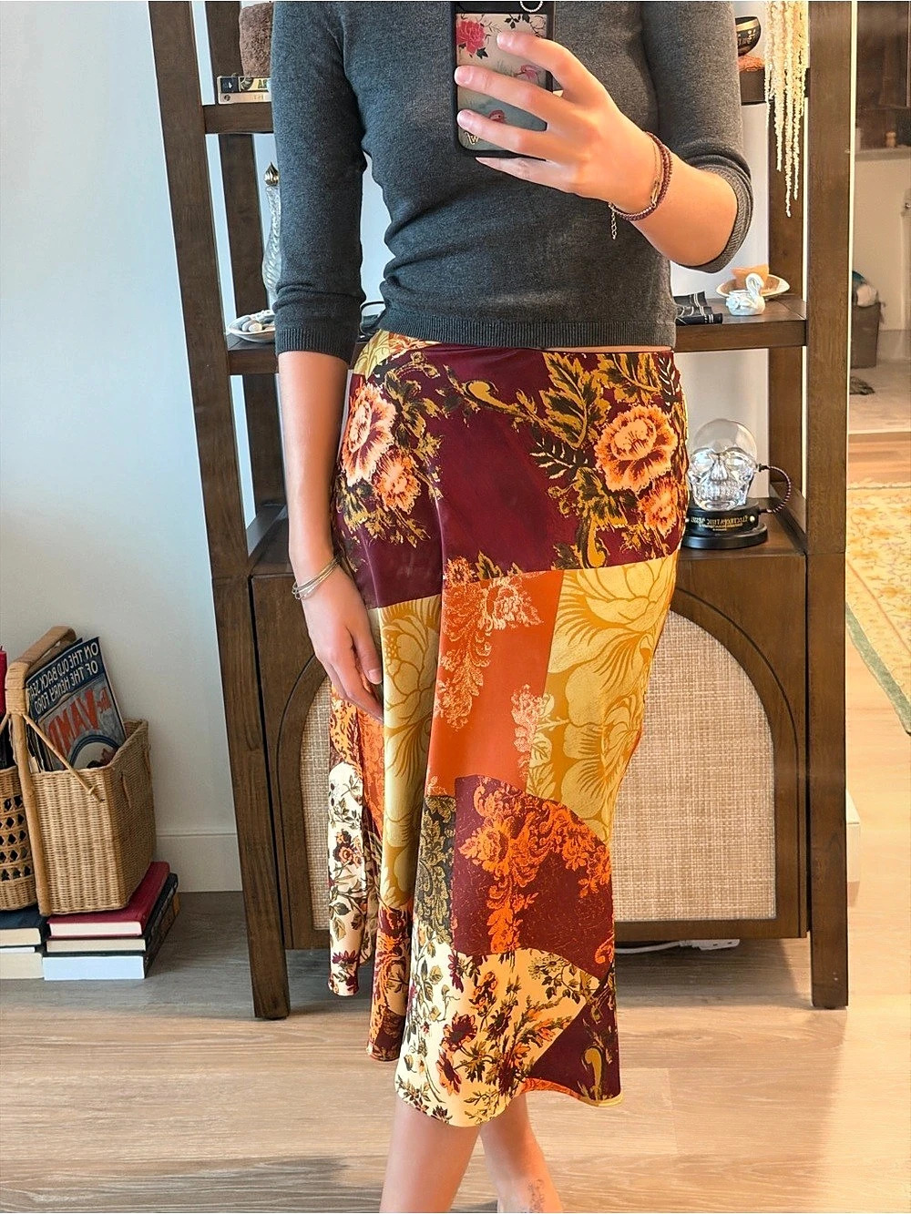 Urban Outfitters Floral Patchwork Midi Skirt Size Small Like New